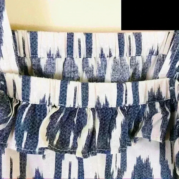 J. Crew Geometric Print Peasant Ruffle Flounce Cropped Cotton Tank Top Size 2 - Picture 9 of 14